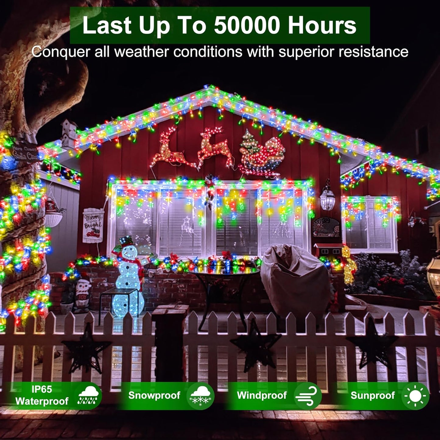 666 LED 66FT Icicle Lights Waterproof- 148 Drops 12 Modes Christmas Light with Memory Timer, Dimmable Christma TreeLights for Roof Balcony Holiday Gifts Multicolor