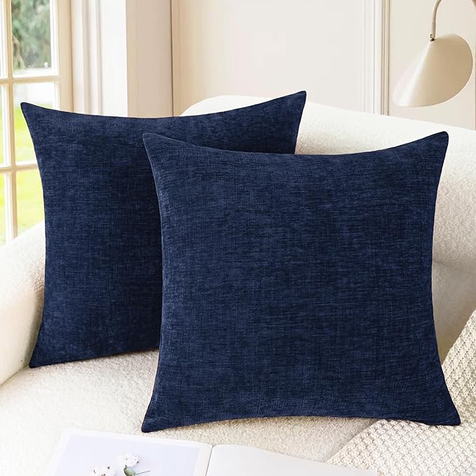 CaliTime Decorative Couch Throw Pillow Covers 24 X 24 Inches Navy Blue | Pack by CaliTime