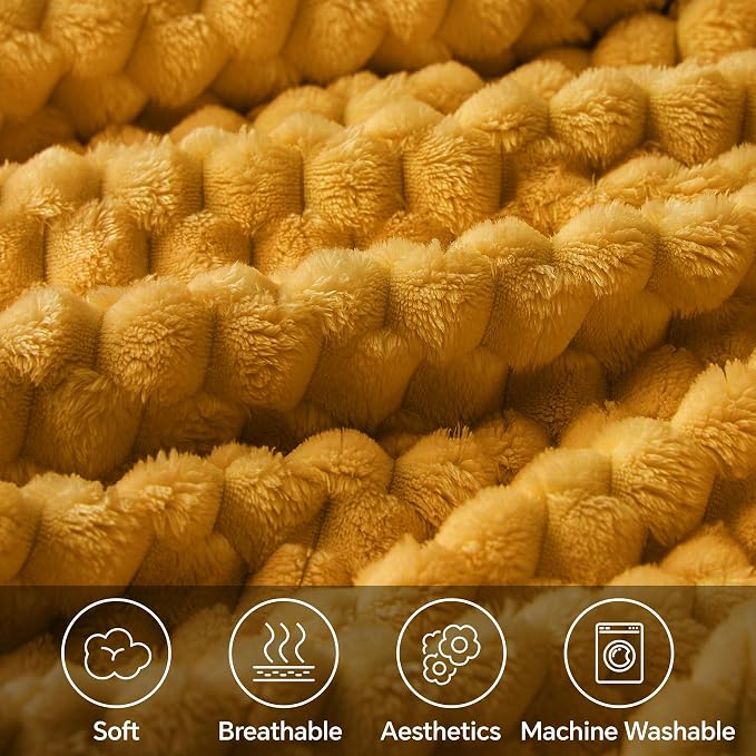 BEDELITE Mustard Yellow Throw Blanket - Image 2