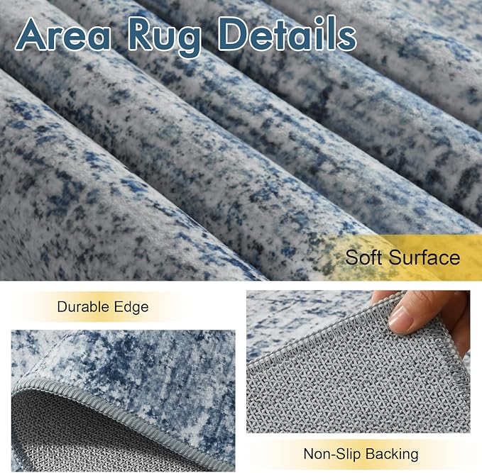 4x6 Ft Area Rugs for Living Room, Soft Non-Slip Washable Rugs Modern Abstract - Image 6