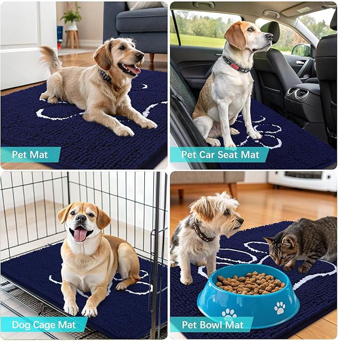 OLANLY Dog Door Mat for Muddy Paws 59x35, Paw Print Design Chenille Mud Mat | - Image 7