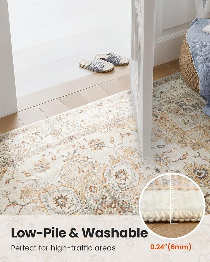 AMADA HOMEFURNISHING Round 6ft Area Rugs, Low-Profile Washable Rug - Image 8
