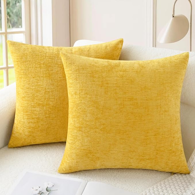 CaliTime Decorative Throw Pillow Covers 18 X 18 Inches Mustard Yellow | Pack of by CaliTime