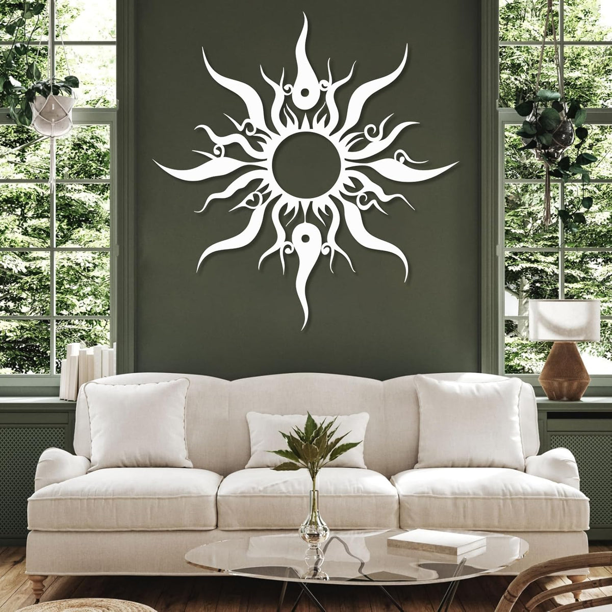 Hotuijxca Metal Wacky Sun Wall Art, Wacky Sun Metal Decor for Livingroom, Bedroom (Black, 31"x30"/80x77cm, metal wall art)