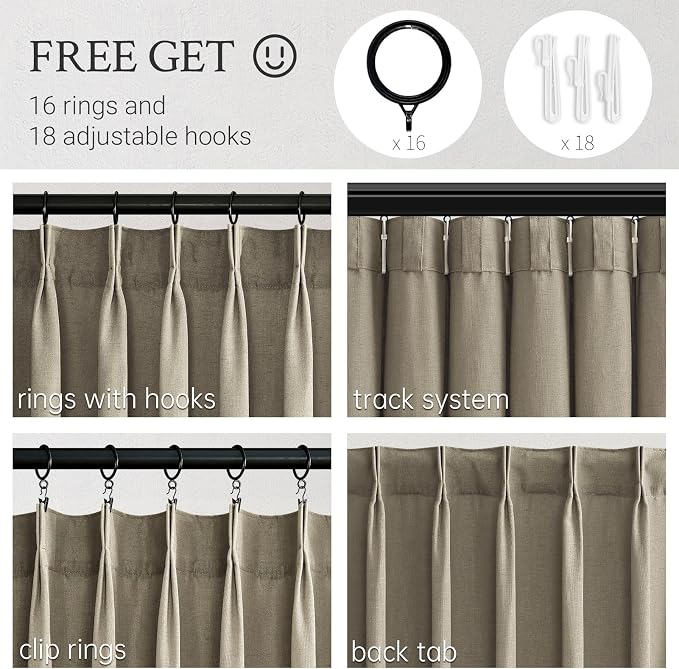 Topfinel 108 Inch Pinch Pleated Linen Curtains 2 Panels, Extra Long 9ft Curtain - Image 8