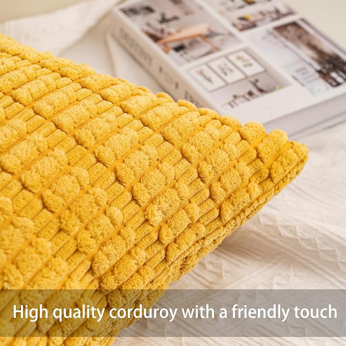 Aegero Pack of 2 Corduroy Decorative Throw Pillow Covers 24x24 Inch - Image 2