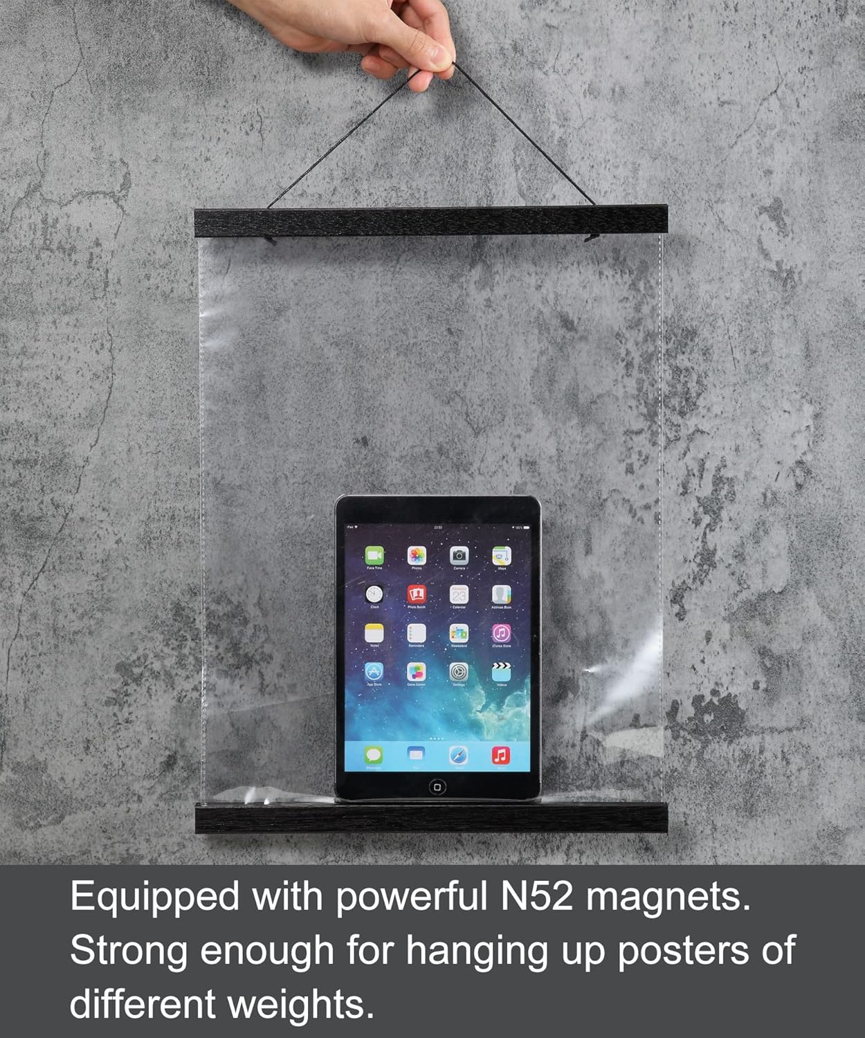 FALAMON Magnetic Poster Frame Hanger, Magnet Poster Frame for Posters, Prints, Photos, Pictures, Maps, Scrolls, and Canvas Artwork(Black,60")