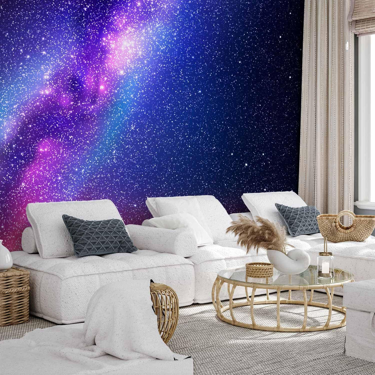 artgeist Wall Mural Galaxy 138x101 in - XXL Non-Woven Wallpaper Fleece Wall Decor Photo Print Picture Image Abstract Space Sky Star Cloud Violet f-C-0487-a-a