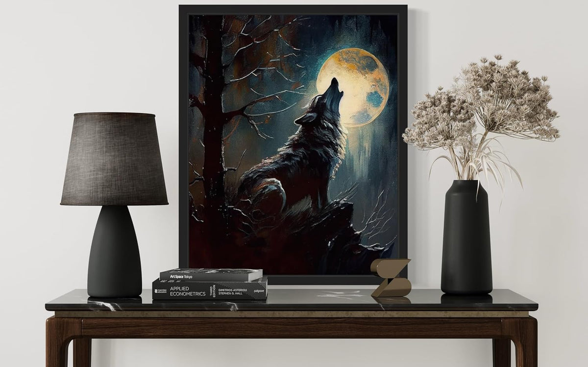 Wolf howling Poster Art Print, Halloween Scary Vintage Wall Art Academia Spooky Painting Decoration for Horror Prints, Gothic Posters Bedroom Decor 89 (Wolf howling, 8 x 10 inches, Unframed)