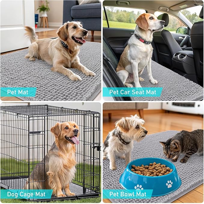 OLANLY Dog Door Mat for Muddy Paws 34x21, Super Absorbent Chenille Mud Mat | - Image 7