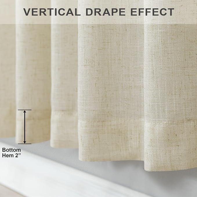 Pitalk Birch Beige Linen Semi Sheer Curtains 84 Inches Long - Image 8