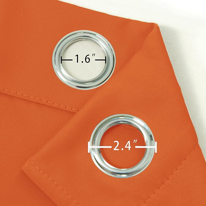 Orange Thermal Blackout Curtains/52 x 72 Inch/Set of 2 Panels Room Darkening - Image 4