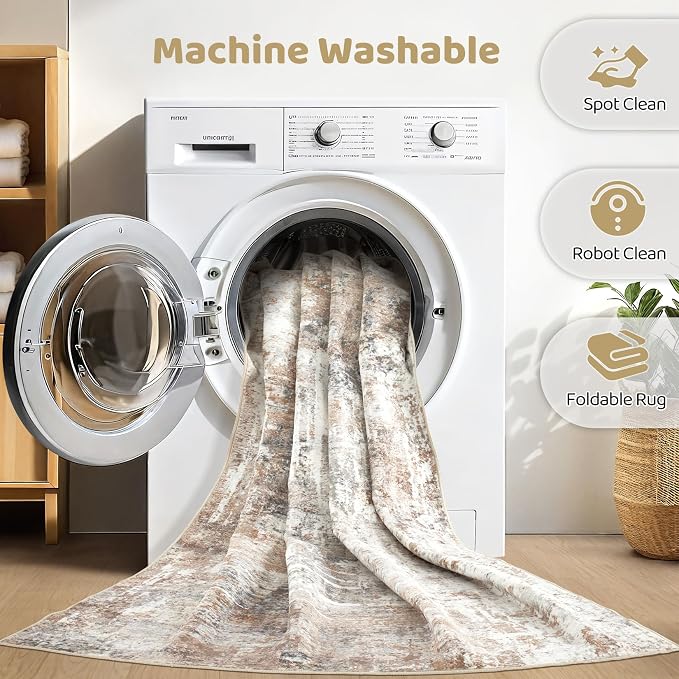 LOONGRUG Runner Rug 2x5 Machine Washable Non-Slip Kitchen Neutral Rug | Modern - Image 2