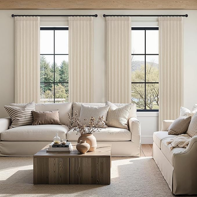 Topfinel Pinch Pleated Curtains 90 Inches Long 2 Panels Set, Sand Beige Semi - Image 5