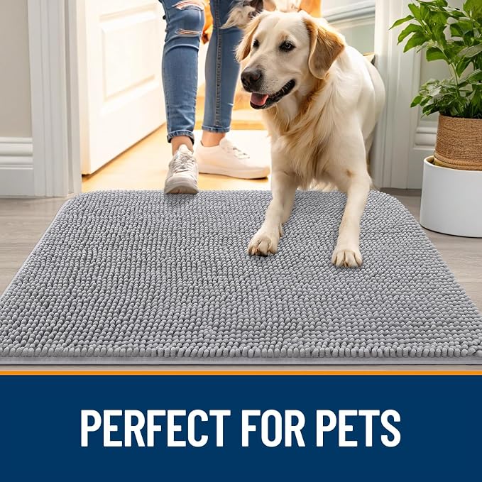 OLANLY Dog Door Mat for Muddy Paws 47x20, Super Absorbent Chenille Mud Mat | - Image 6