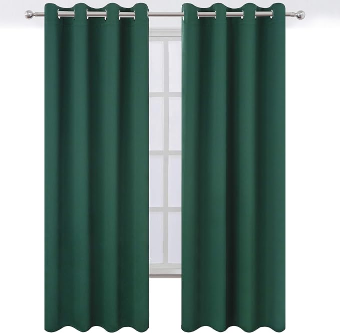 Dark Green Thermal Blackout Curtains/52 x 108 Inch/Set of 2 Panels Room - Image 2