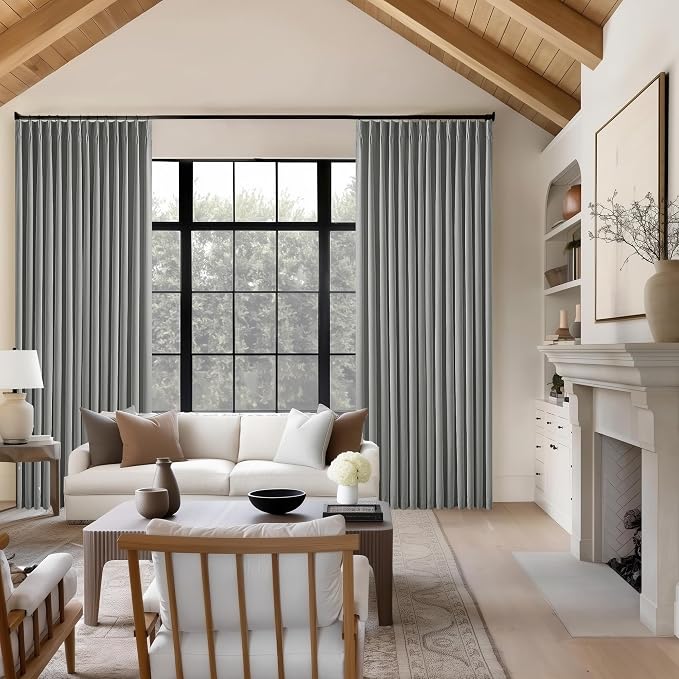 Dark Grey Pinch Pleated Linen Blackout Curtains 90 Inches Long - Image 7