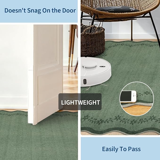 GarveeHome 3x5 Scalloped Washable Area Rug Non Slip Bedroom Entryway Rug | Soft - Image 5