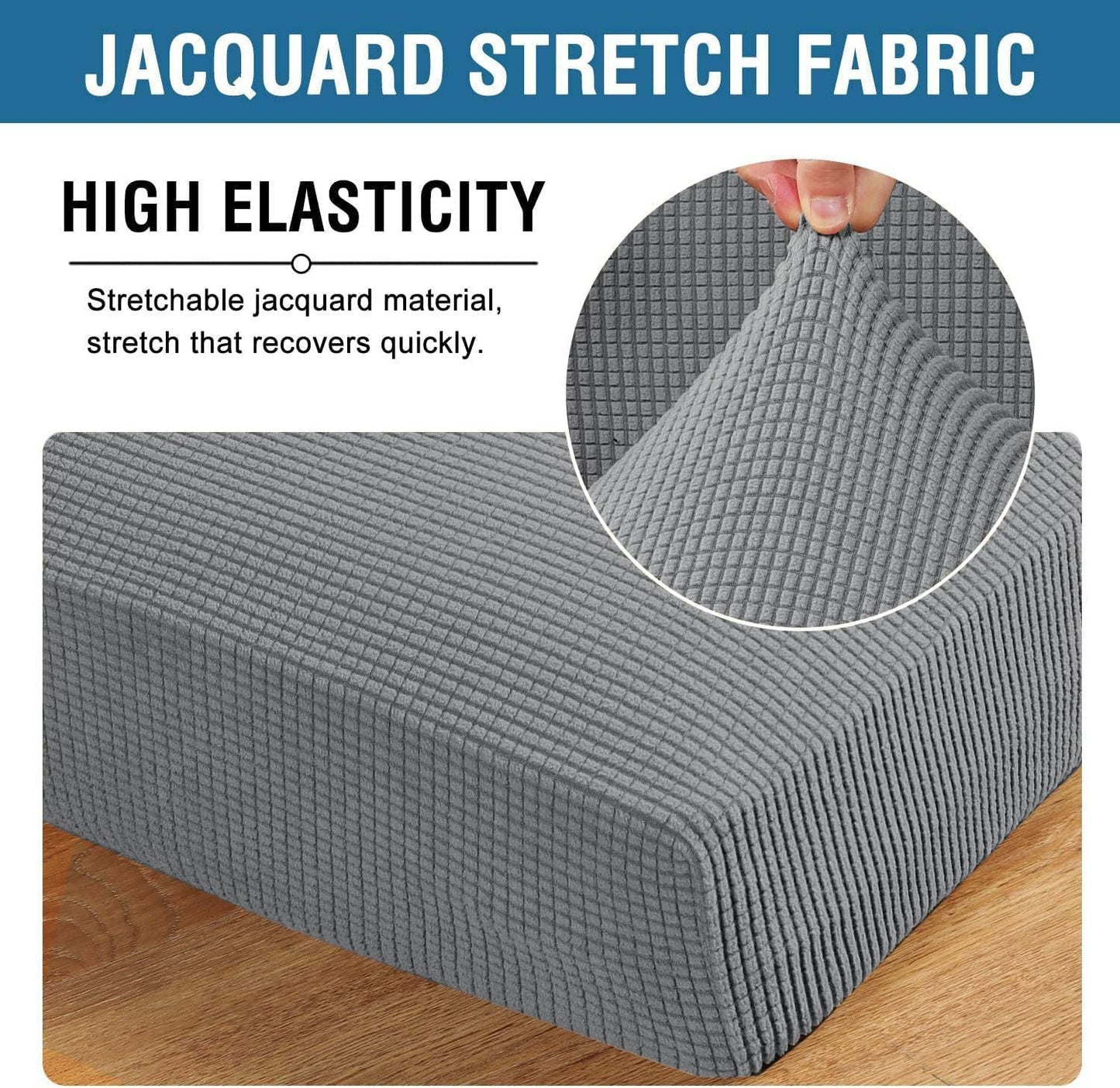 H.VERSAILTEX Super Stretch Individual Chaise Cover Sectional Couch Covers for L Shaped Sofa Both Left/Right Featuring Thick Jacquard Textured Twill Fabric (1 Piece Chaise Cover Large, Dove)
