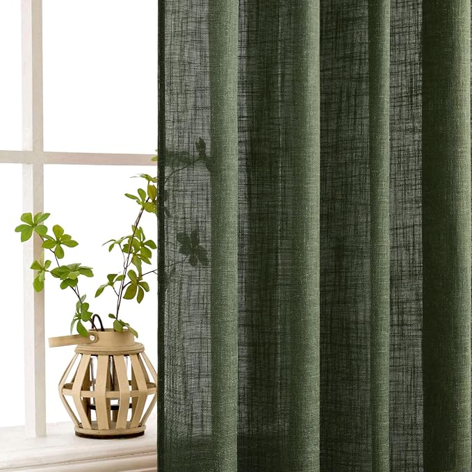MIULEE Olive Green Linen Curtains 52x96 Inch Long - Image 5