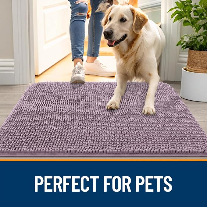 OLANLY Dog Door Mat for Muddy Paws 47x32, Super Absorbent Chenille Mud Mat | - Image 6