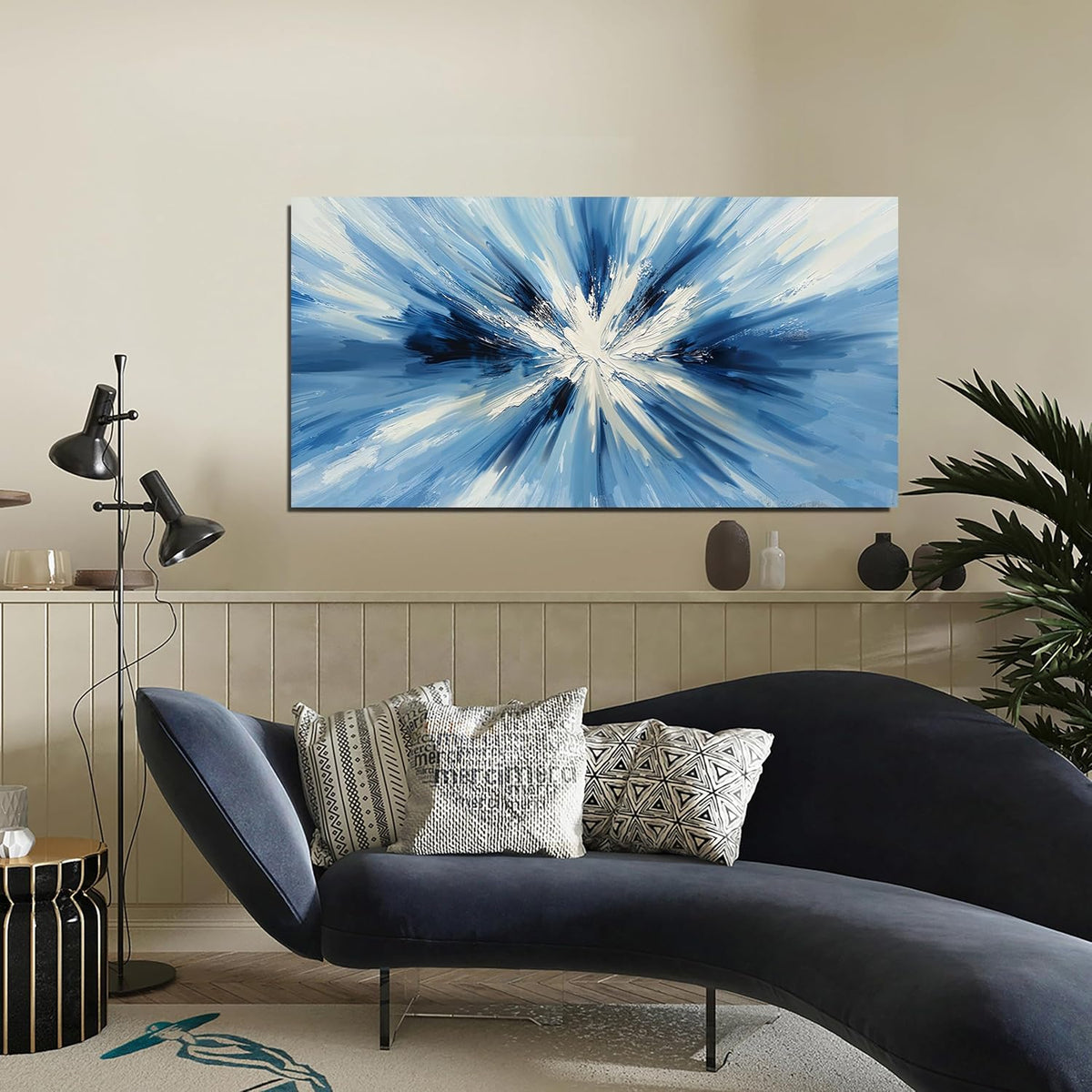 Abstract Canvas Wall Art Decor Wall Pictures for Living Room Abstract Canvas Art Wall Art Decor Blue White Wall Art Prints Modern Minimalist Wall Art Decorations Bedroom Home Aesthetic Decor 20"X40"