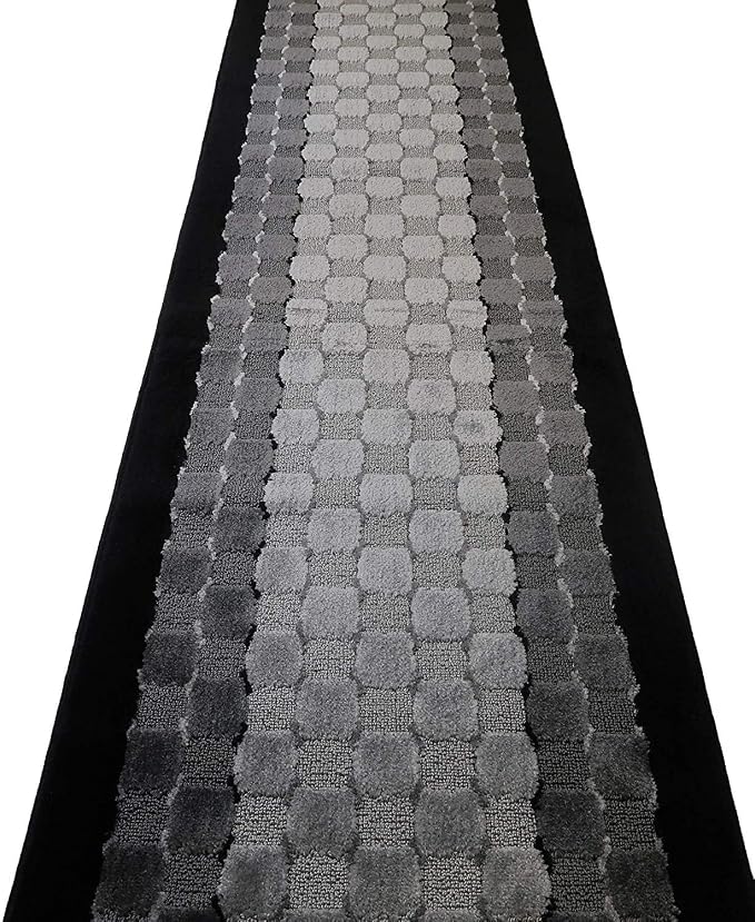 Custom Length Hallway Runner Rug, Slip Resistant, Checkered Black, 26 Inch X 28 - Image 6