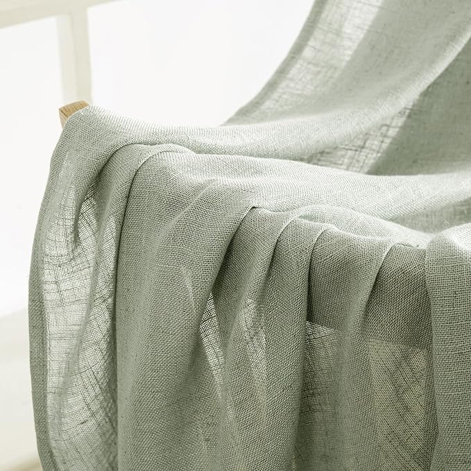 MIULEE Sage Linen Curtains 52x96 Inch Long - Image 6