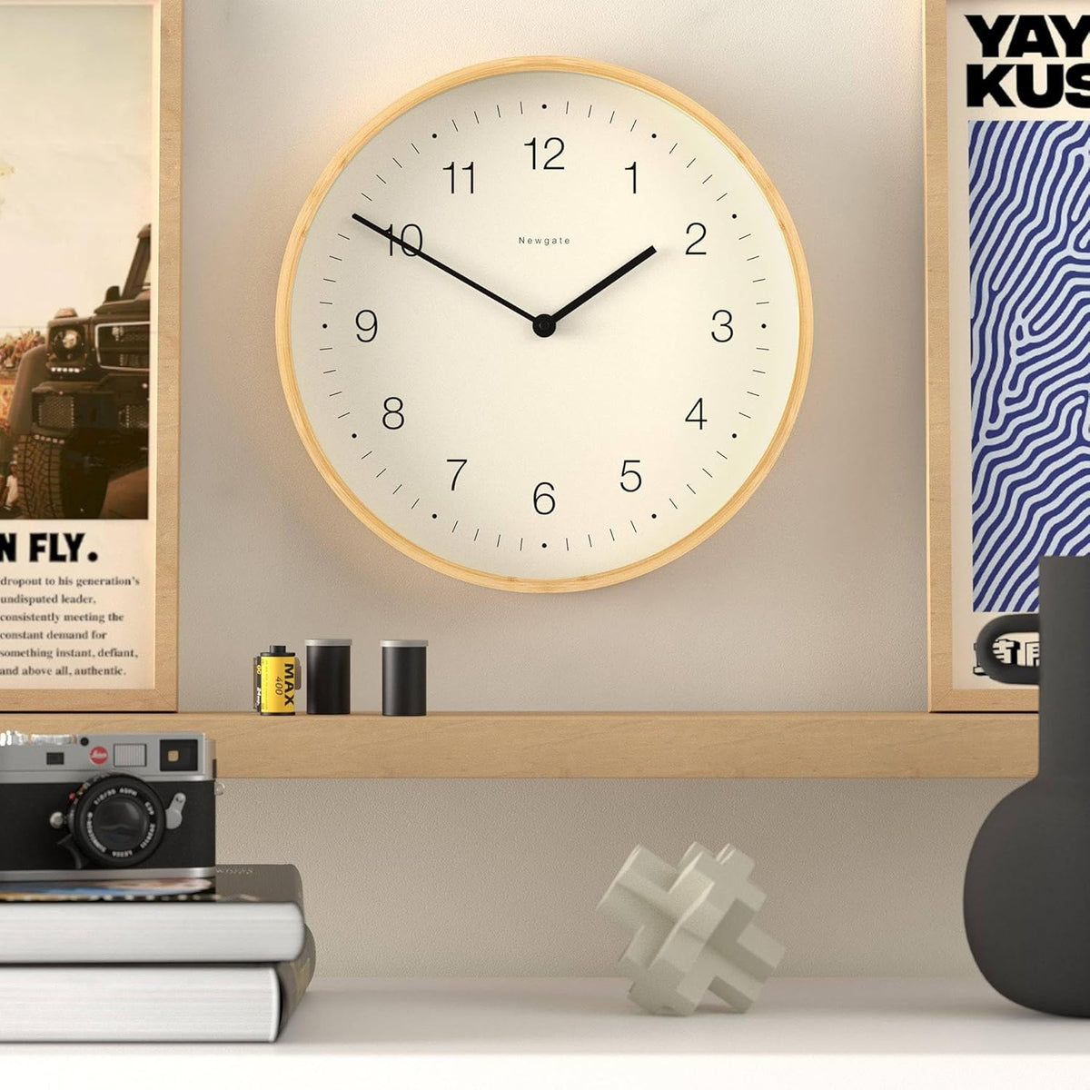 NEWGATE® Mauritius Wall Clock | Scandi Inspired Bamboo Clock | 15 inch | Modern Minimalist Design for Kitchen, Living Room or Office