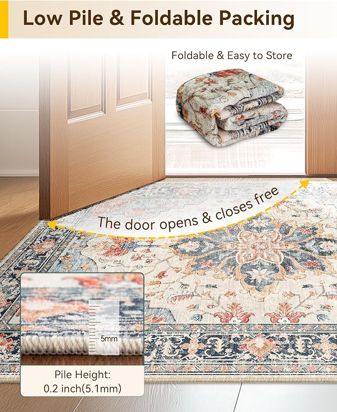 RELEANY Washable Area Rug, Runner 3'x9', Water Repellent, Pet Friendly - Image 5