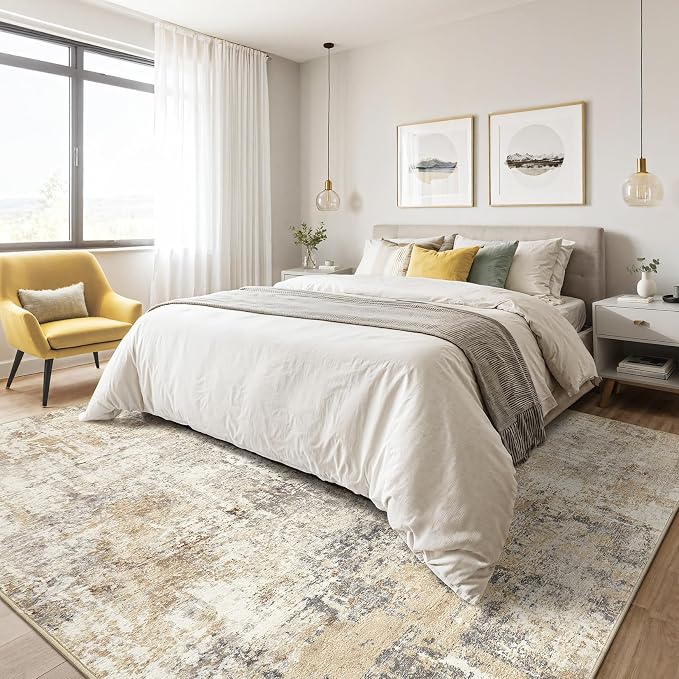 LOONGRUG 7x10 Area Rug Washable Large Neutral Modern Living Room Rugs | - Image 4