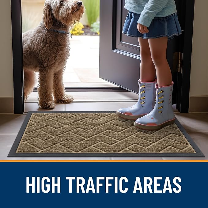 OLANLY Front Door Mat Outside 29.5x17, All-Season Absorbent Rubber Doormat | - Image 8