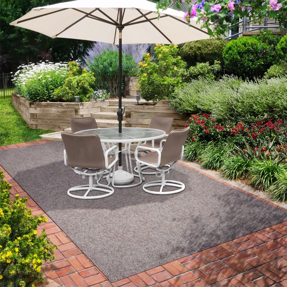 House, Home and More Indoor Outdoor Carpet with Rubber Marine Backing - Brown - 6 Feet x 10 Feet - Durable, UV-Resistant - Adds Color and Comfort to Your Deck, Patio or Other Outdoor Rug Space.