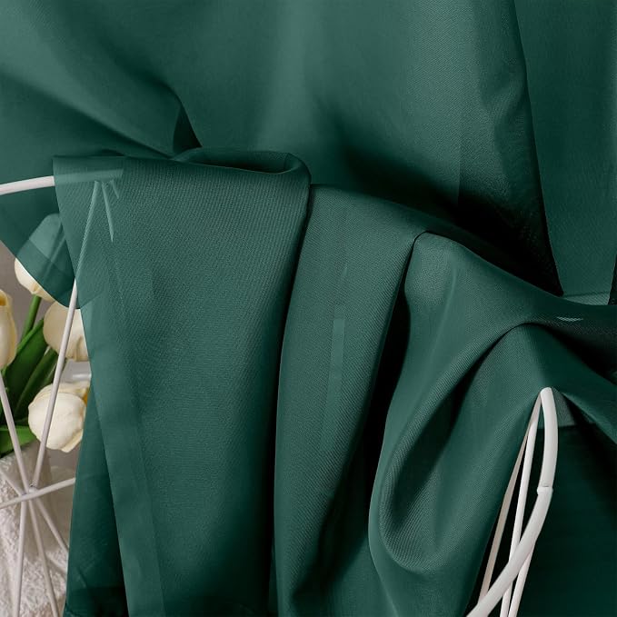 Hunter Green Sheer Curtains 96 Inches Long 2 Panels - Image 2