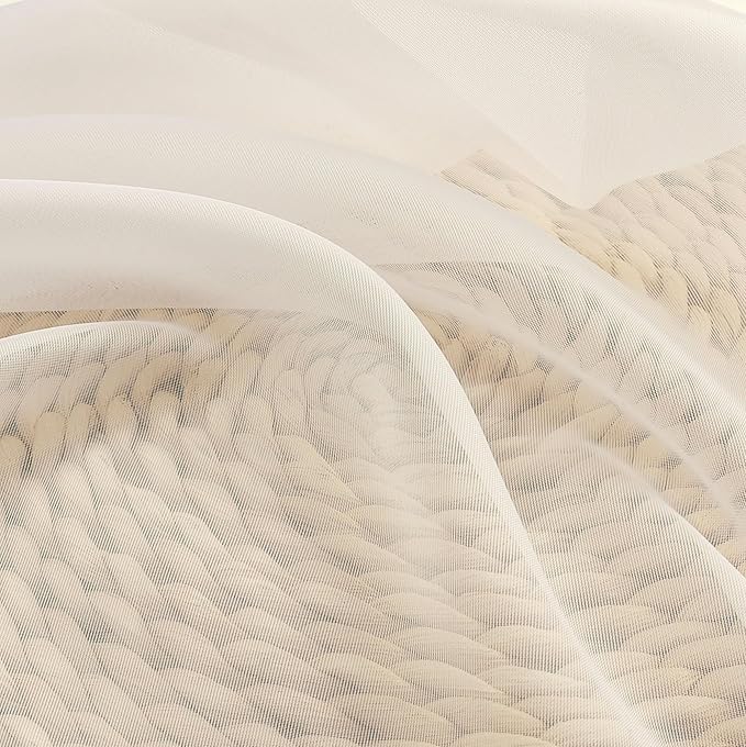 Cream Sheer Curtains 108 Inches Long 2 Panels - Image 6