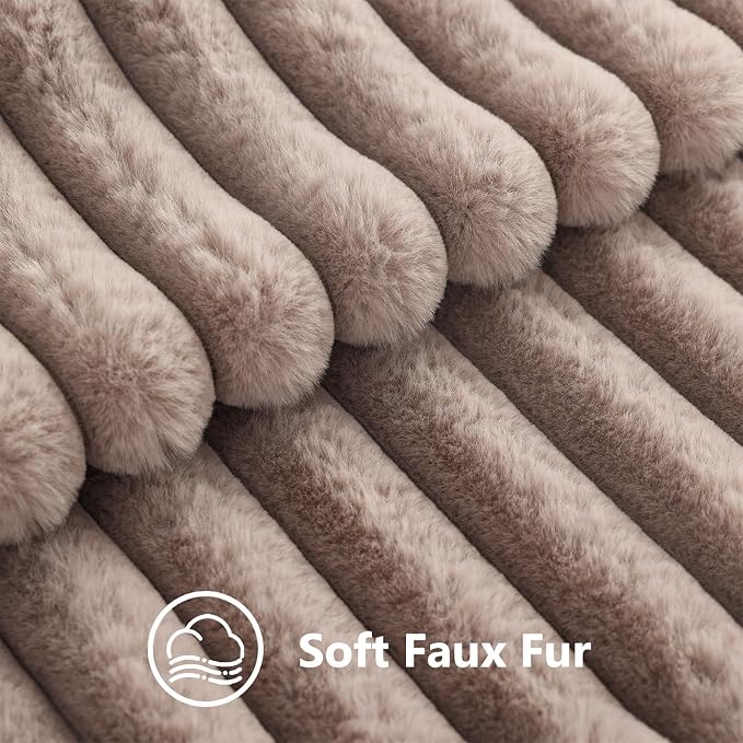 decorUhome Fall Faux Fur Throw Pillow Covers 20x20 Set of 2 Light Coffee | - Image 3