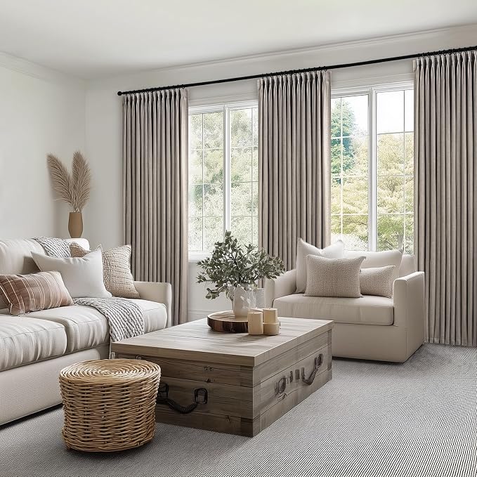 Topfinel 102 Inch Curtains 1 Panels Set, One Packs Pinch Pleat Back Tab Linen - Image 2