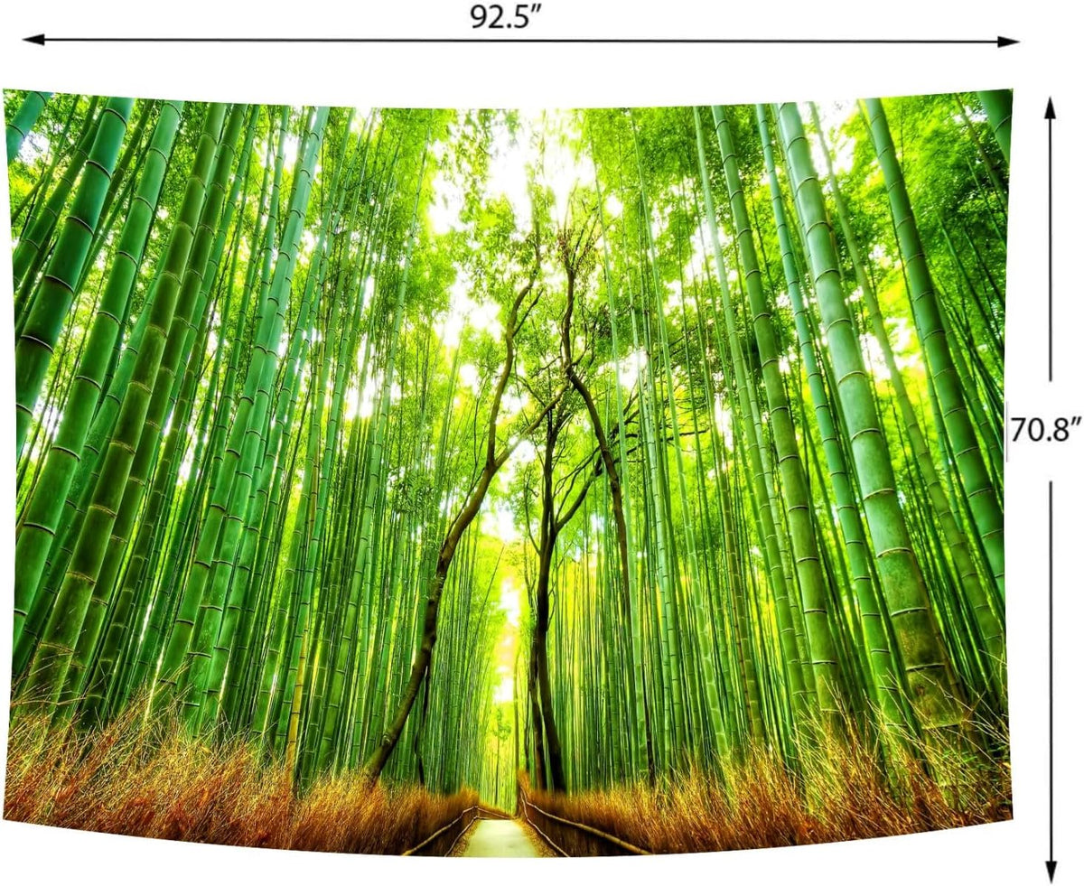 Delur Forest Pathway Tapestry Sunset Tropical Rainforest Nature Tree Tapestry Wall Hanging Sunrise Scenic Natural Green Landscape Headboard for Bedroom Living Room Home Decor (70.8" x 92.5")