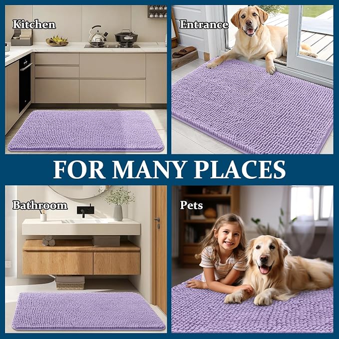 OLANLY Dog Door Mat for Muddy Paws 47x32, Super Absorbent Chenille Mud Mat | - Image 8