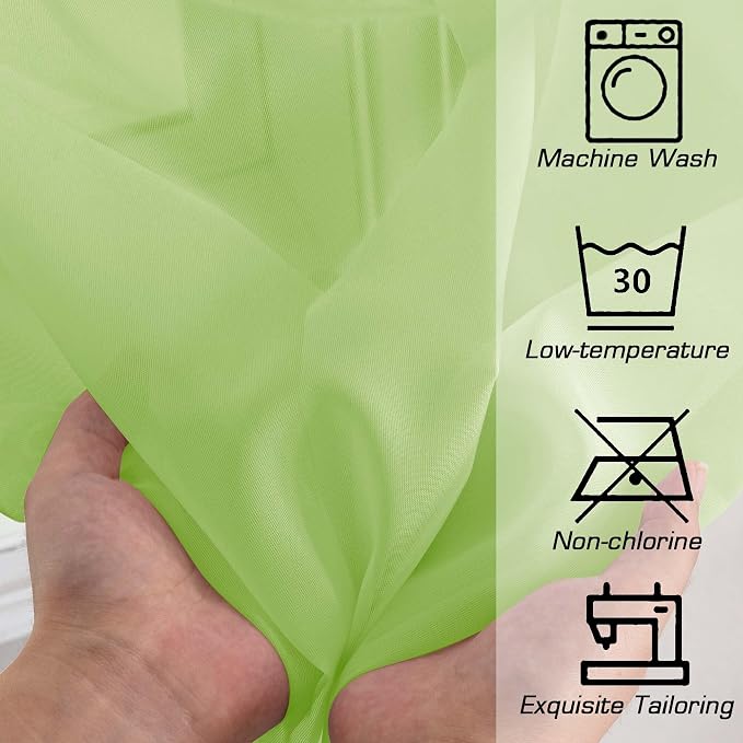 Lime Sheer Curtains for Bedroom Living Room 72 Inches Long 2 Panels Set - Image 5