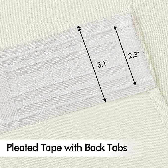 MIULEE Cream Back Tab Blackout Curtains 52x108 Inch Long 2 Panels Set | Rod - Image 4