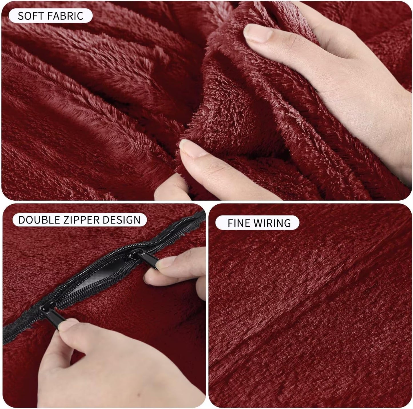 Bean Bag Chair for Adults 8FT,Soft Removable Cover for Teens/Girls Bedroom,Fluffy Giant Round Floor Beanbag Lounger Chairs (No Filler,Claret)