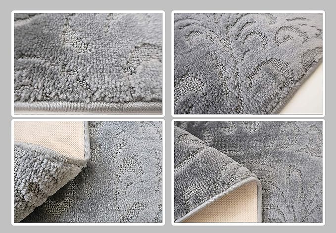 Custom Length Hallway Runner Rug, Slip Resistant, Floral Grey, 26 Inch X 3 feet - Image 5