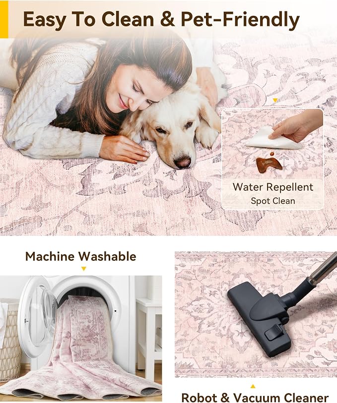 RELEANY Washable Area Rug, Small 2'6"x4', Water Repellent, Pet Friendly - Image 5
