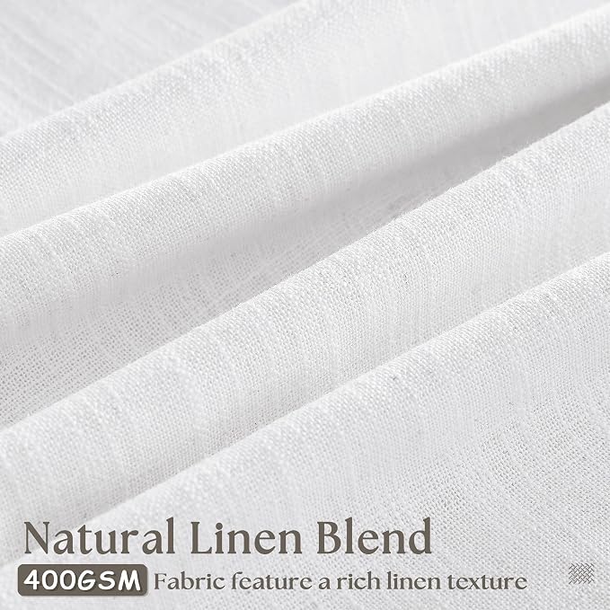Snow White Pinch Pleat Semi Sheer Linen Curtains W70xL120 1 Panel | Light - Image 2