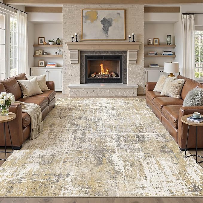 DMOYEST Area Rug Living Room Rugs 10x12 Washable Abstract Carpet | Neutral - Image 8