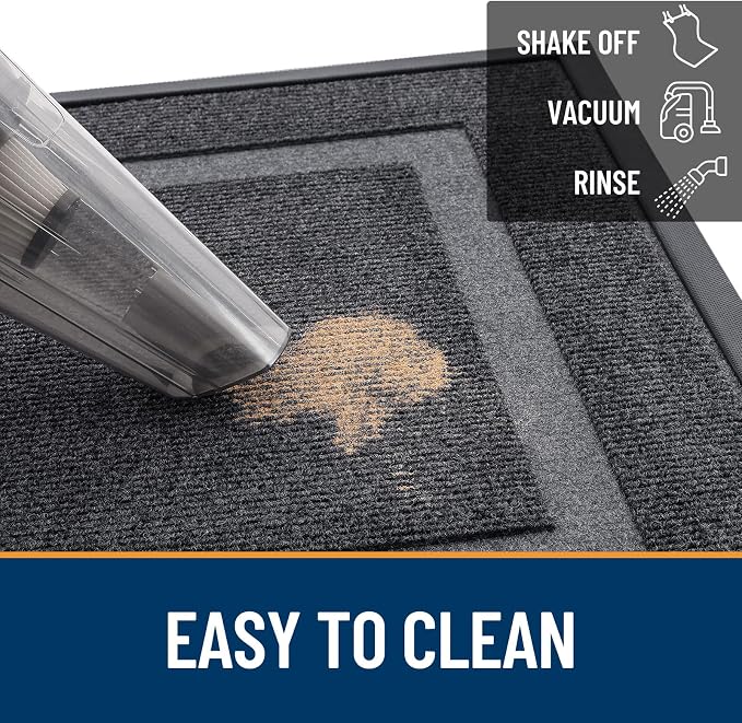 OLANLY Front Door Mat Outside 59x34, All-Season Heavy-Duty Rubber Doormat | Grey - Image 6