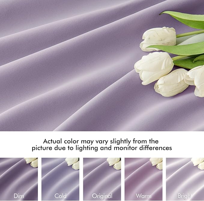MIULEE Lilac Back Tab Blackout Curtains 52x90 Inch Long 2 Panels Set | Rod - Image 8