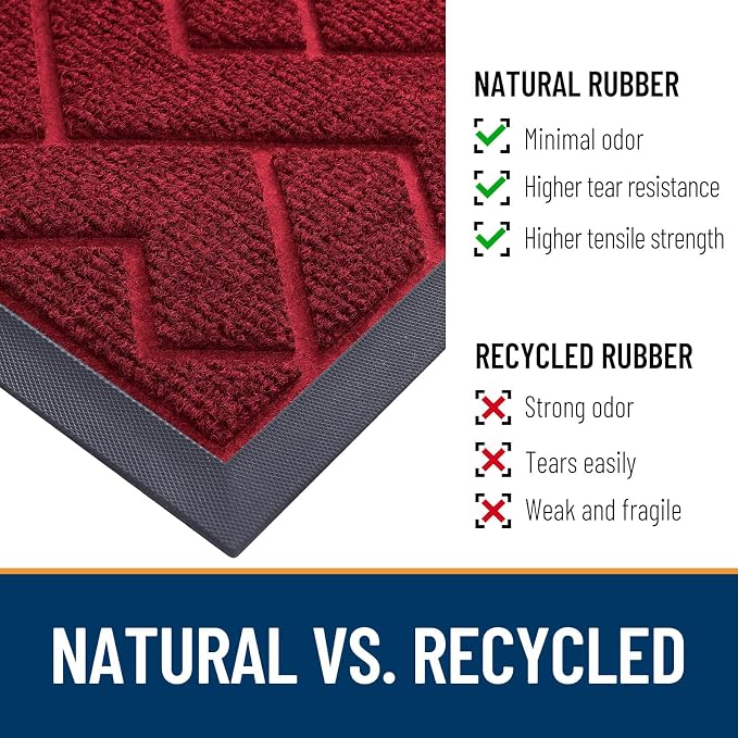 OLANLY Front Door Mat Outside 71x47, All-Season Absorbent Rubber Doormat | Wine - Image 5