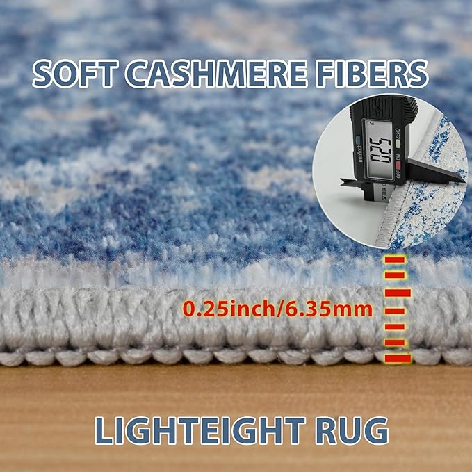 9x12 Area Rugs for Living Room Washable Bedroom Dining Room Blue Grey White | - Image 5